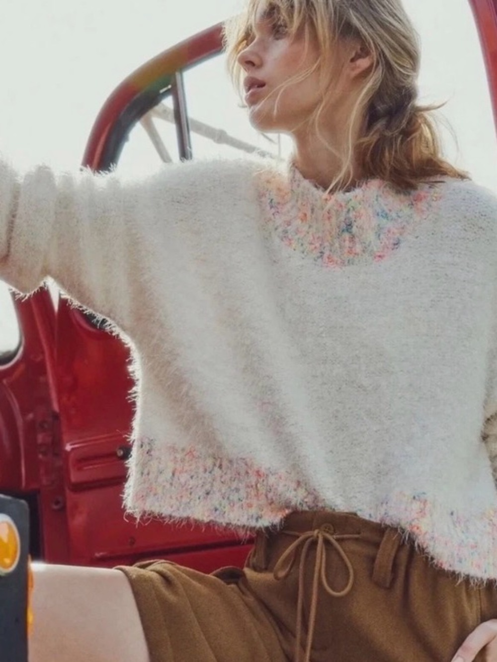 NWOT, Free People Stardust Pullover  Sweater with Pastel Fleck Detail, S
